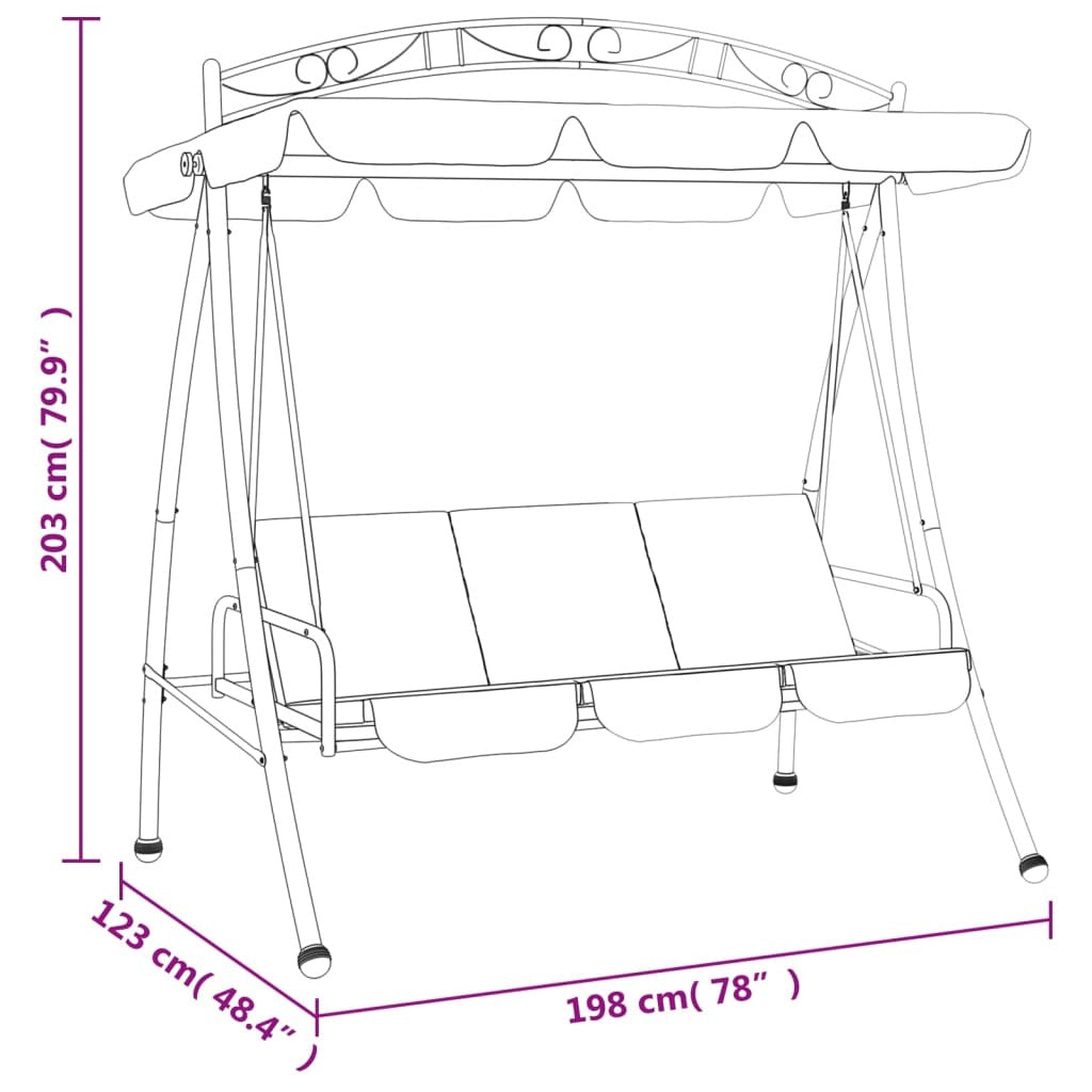 Garden Swing Bench Green Powder-coated steel Large