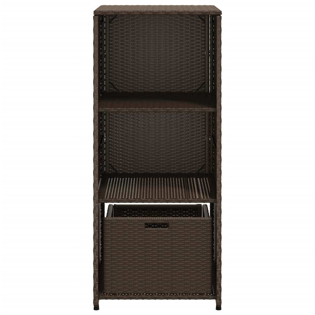 Garden Storage Cabinet Brown PE Rattan, Powder-Coated Steel