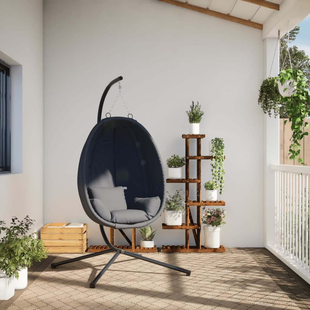 Hanging Egg Chair Anthracite Steel 45.3 x 26.0 x 76.0 in