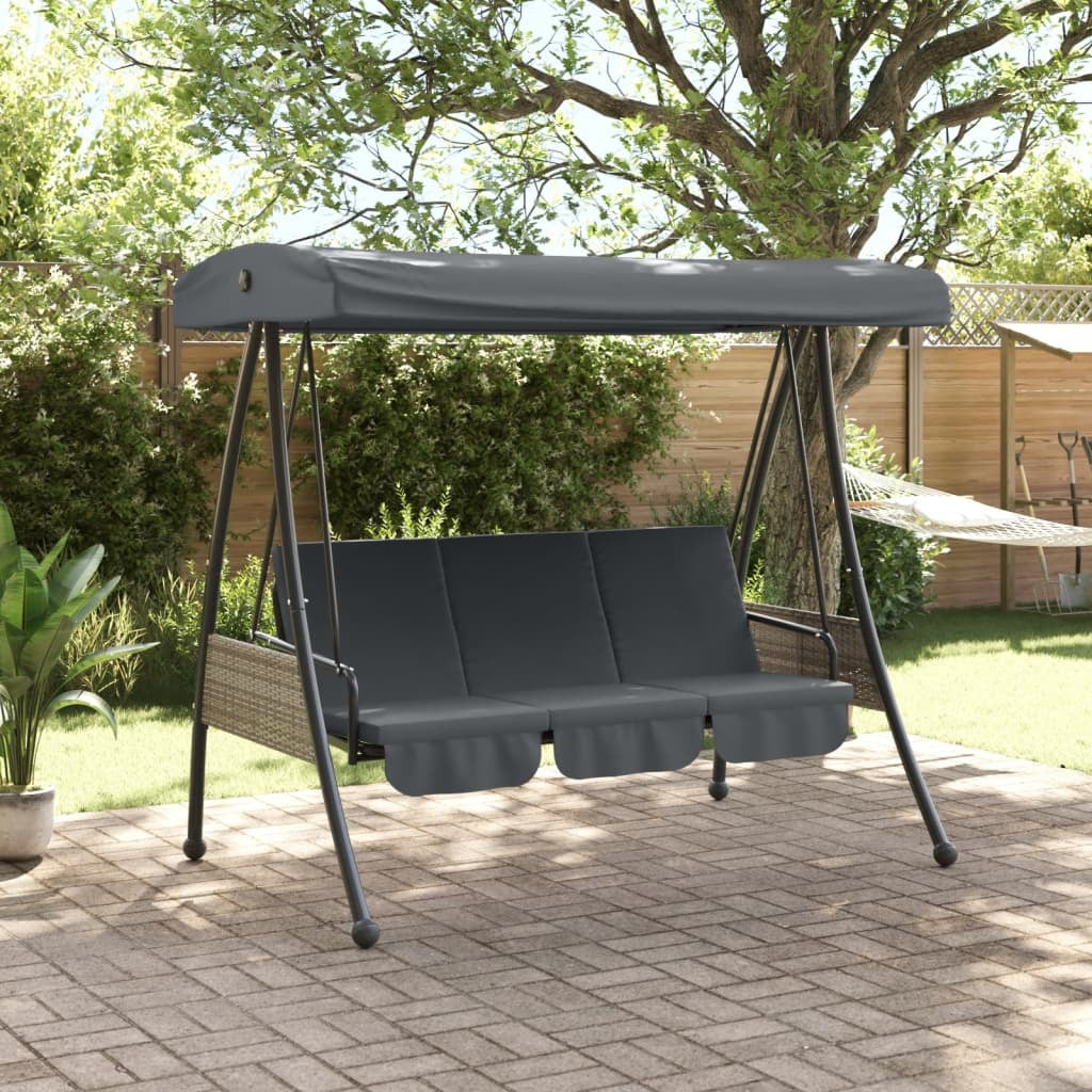 Garden Swing Bench Dark grey Powder-coated steel Large