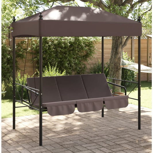 Garden Swing Bench Coffee brown Powder-coated steel, Polyester