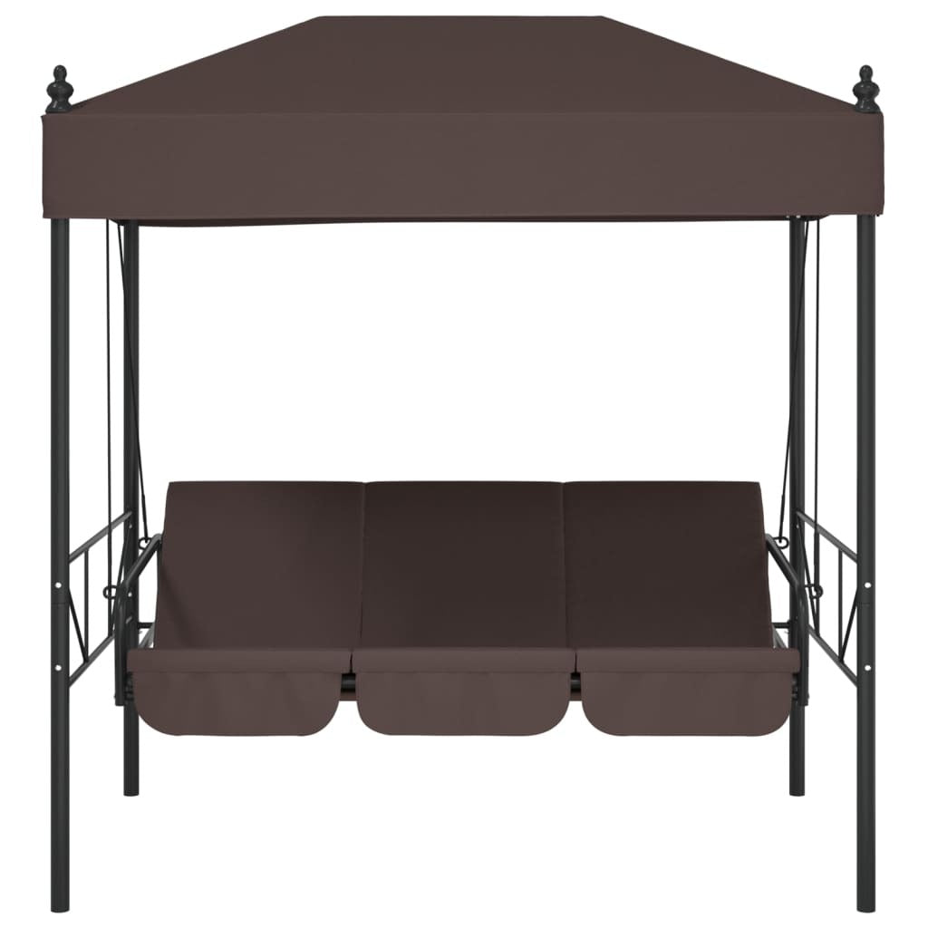 Garden Swing Bench Coffee brown Powder-coated steel, Polyester
