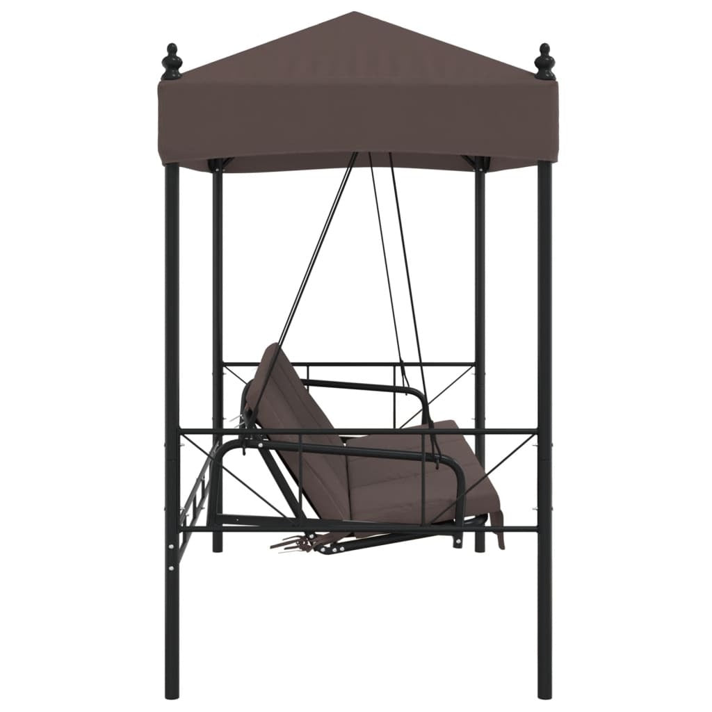 Garden Swing Bench Coffee brown Powder-coated steel, Polyester
