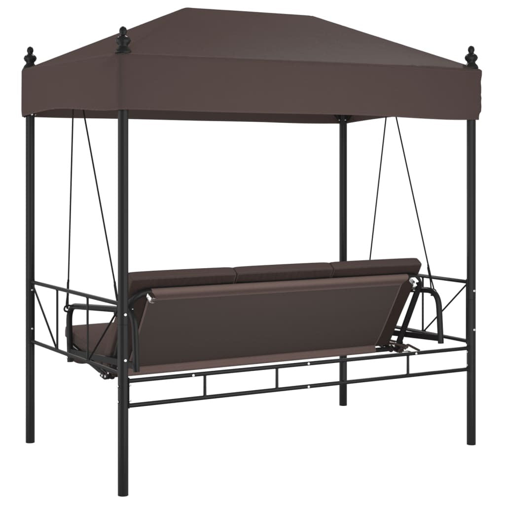 Garden Swing Bench Coffee brown Powder-coated steel, Polyester