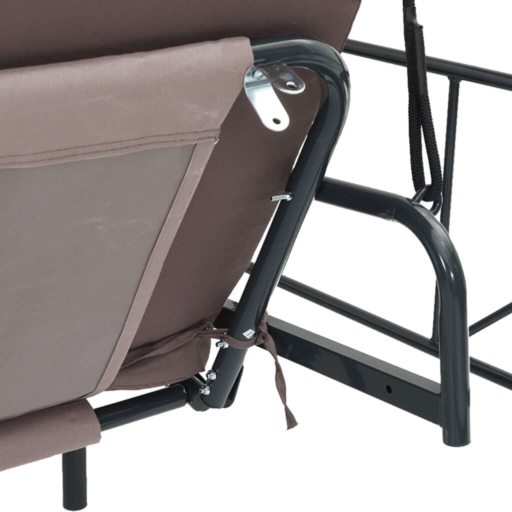 Garden Swing Bench Coffee brown Powder-coated steel, Polyester