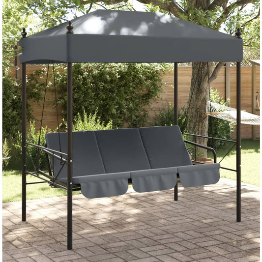 Garden Swing Bench Dark Grey Powder-Coated Steel, Polyester