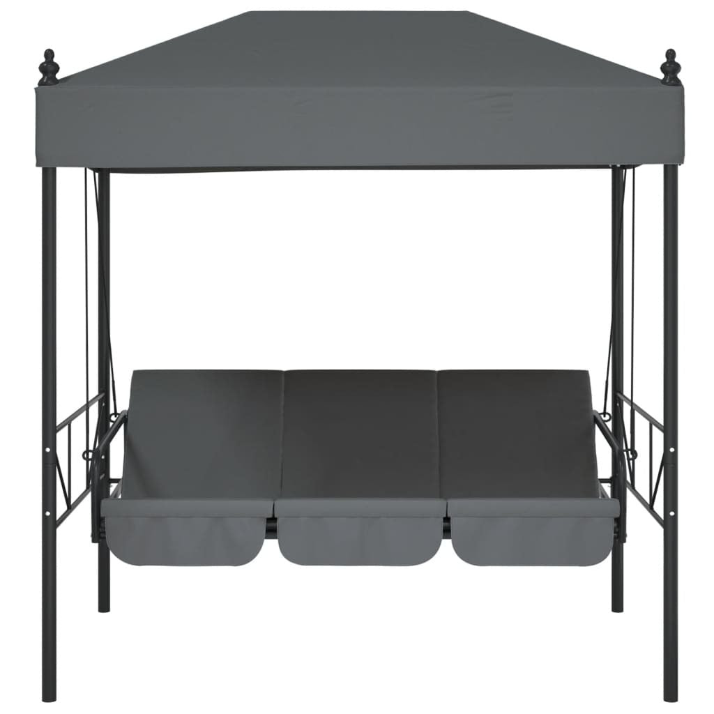 Garden Swing Bench Dark Grey Powder-Coated Steel, Polyester