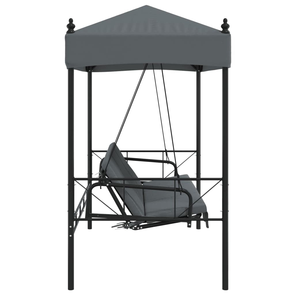 Garden Swing Bench Dark Grey Powder-Coated Steel, Polyester