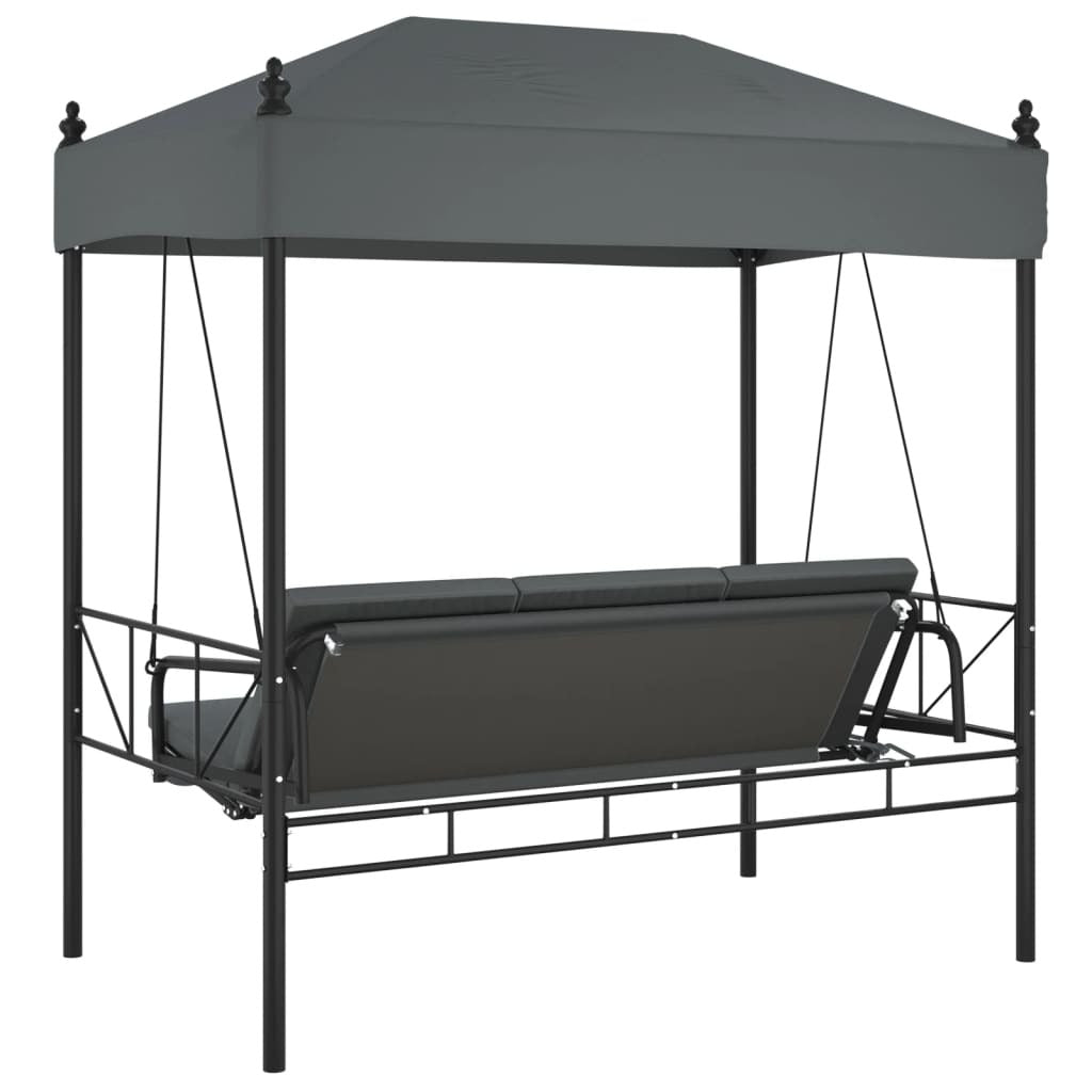 Garden Swing Bench Dark Grey Powder-Coated Steel, Polyester