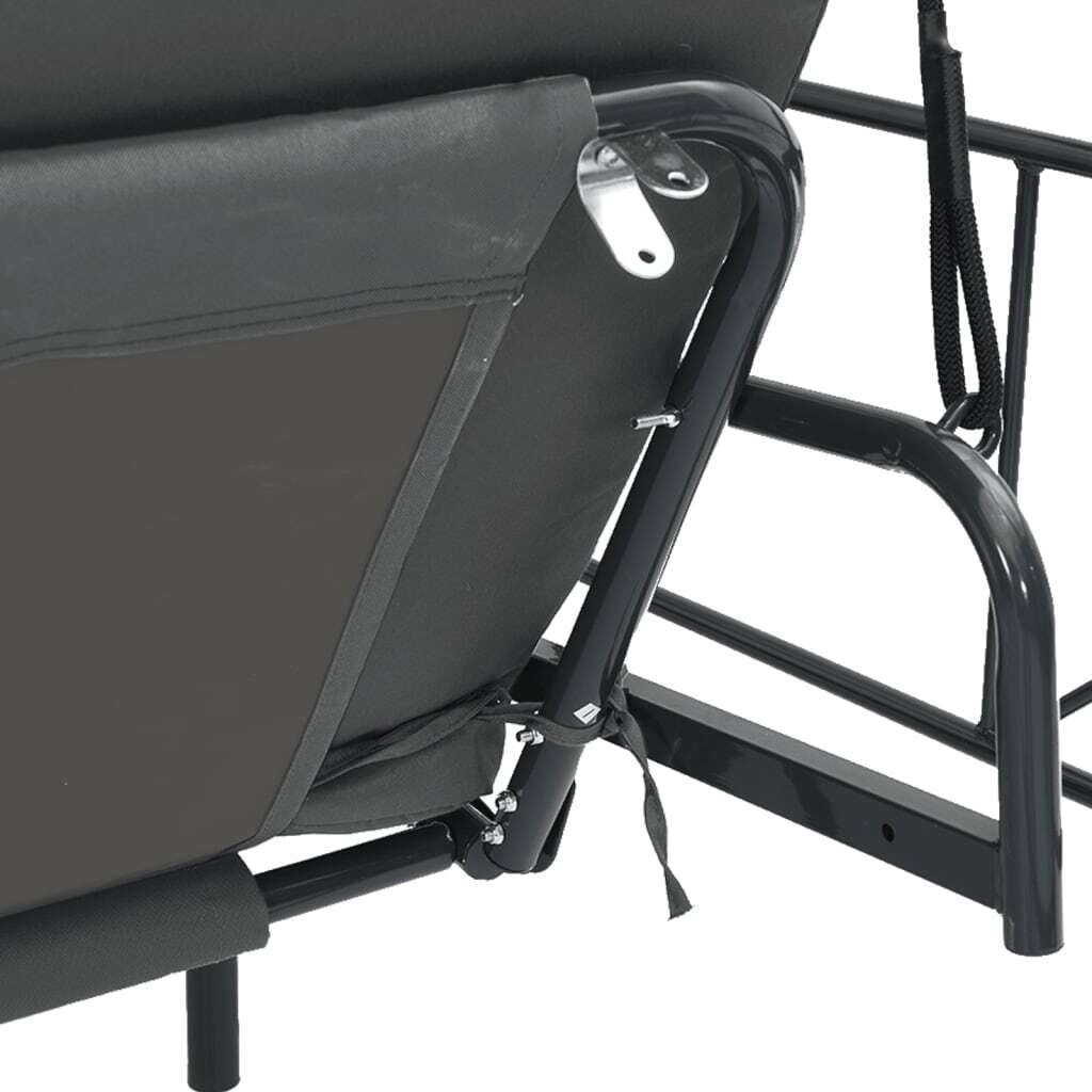 Garden Swing Bench Dark Grey Powder-Coated Steel, Polyester