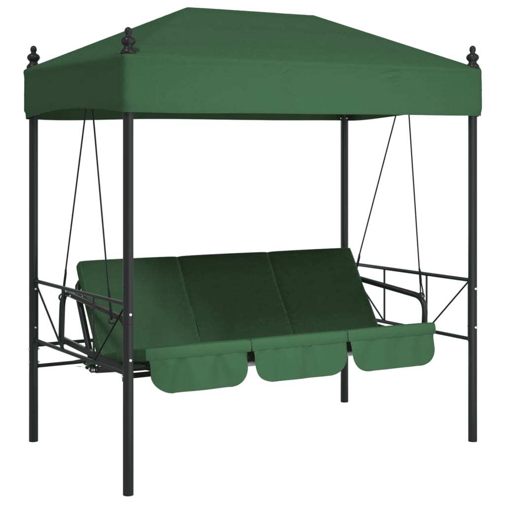 Garden Swing Bench Green Powder-Coated Steel Large