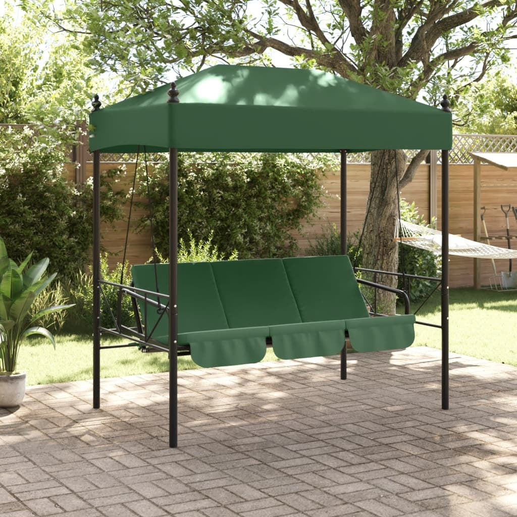 Garden Swing Bench Green Powder-Coated Steel Large