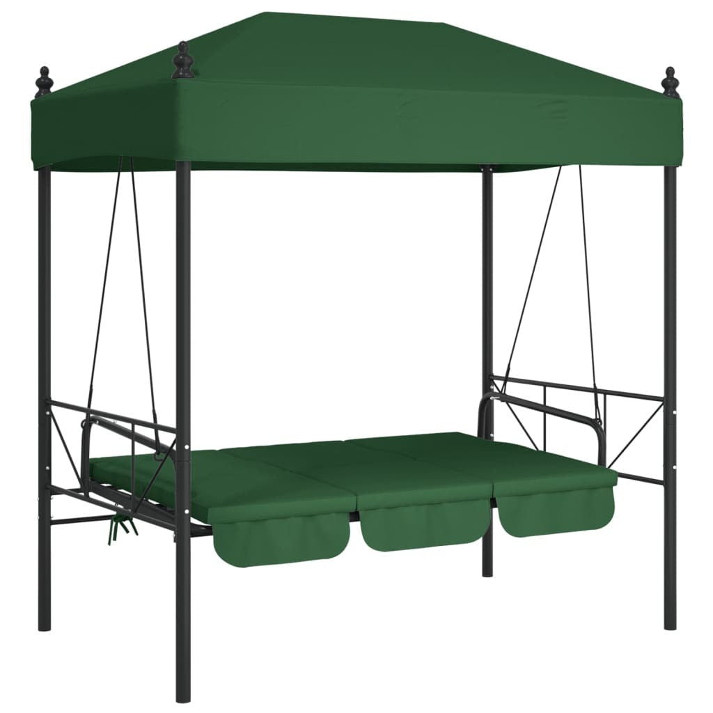 Garden Swing Bench Green Powder-Coated Steel Large