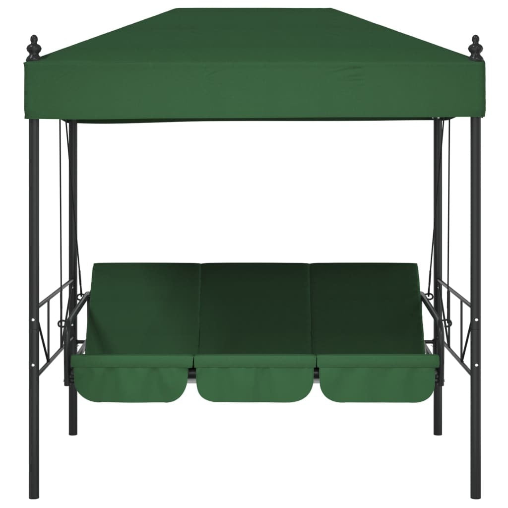 Garden Swing Bench Green Powder-Coated Steel Large