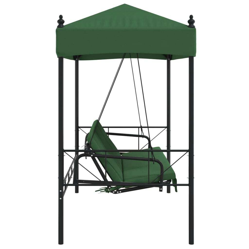 Garden Swing Bench Green Powder-Coated Steel Large