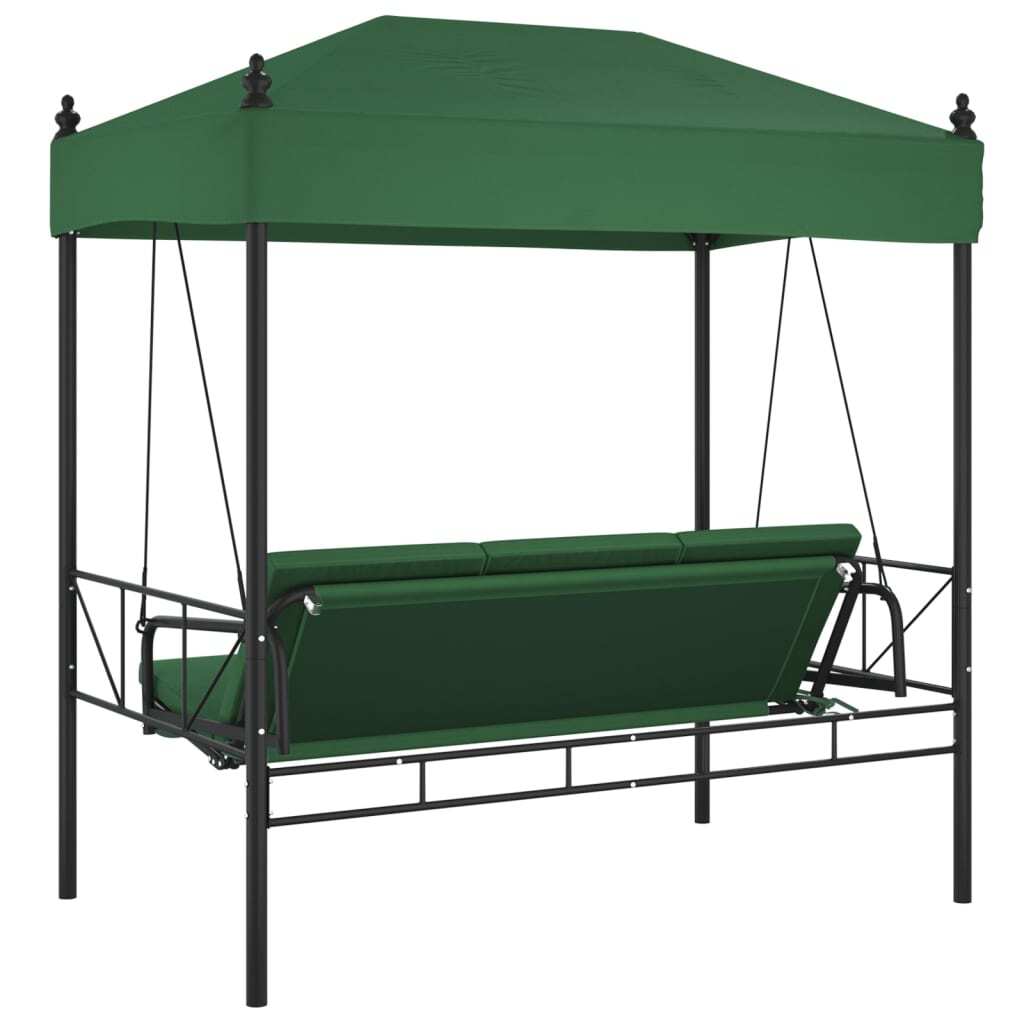 Garden Swing Bench Green Powder-Coated Steel Large