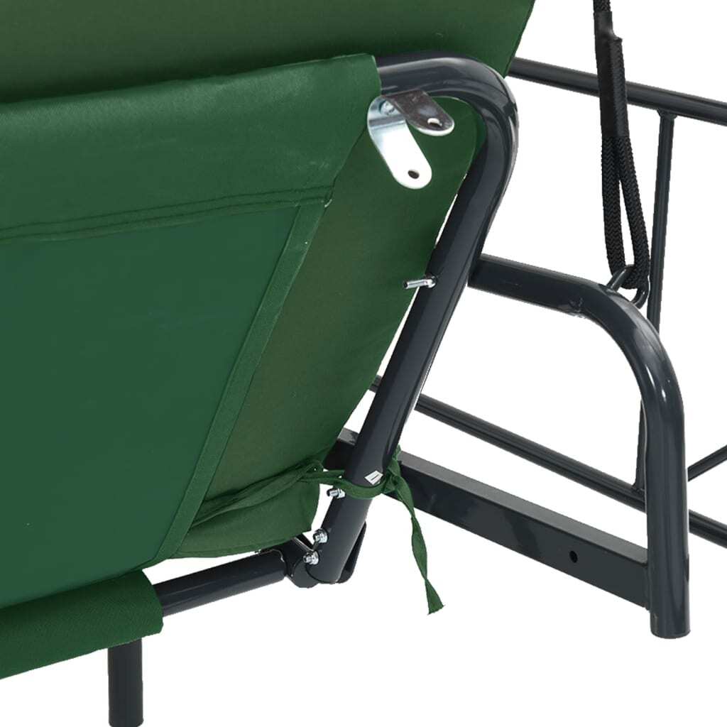 Garden Swing Bench Green Powder-Coated Steel Large