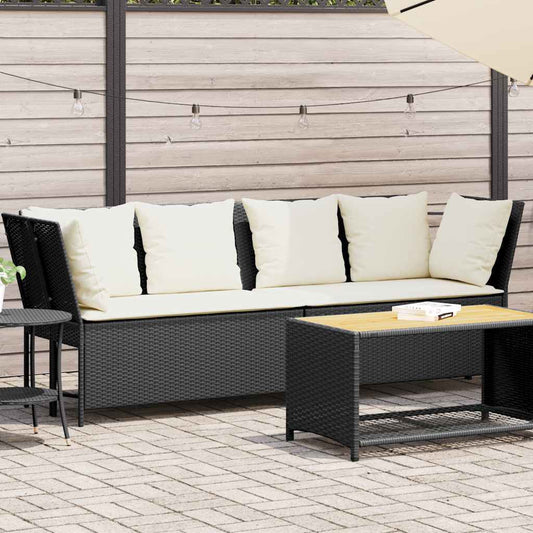Garden Sofa Black PE Rattan Large Modular Garden Sofa