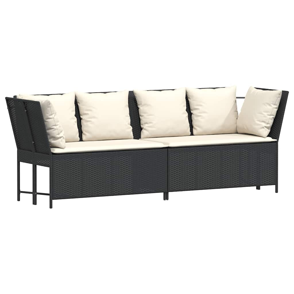 Garden Sofa Black PE Rattan Large Modular Garden Sofa