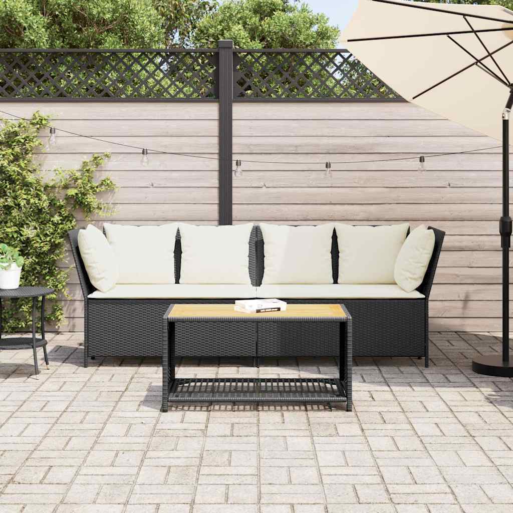 Garden Sofa Black PE Rattan Large Modular Garden Sofa