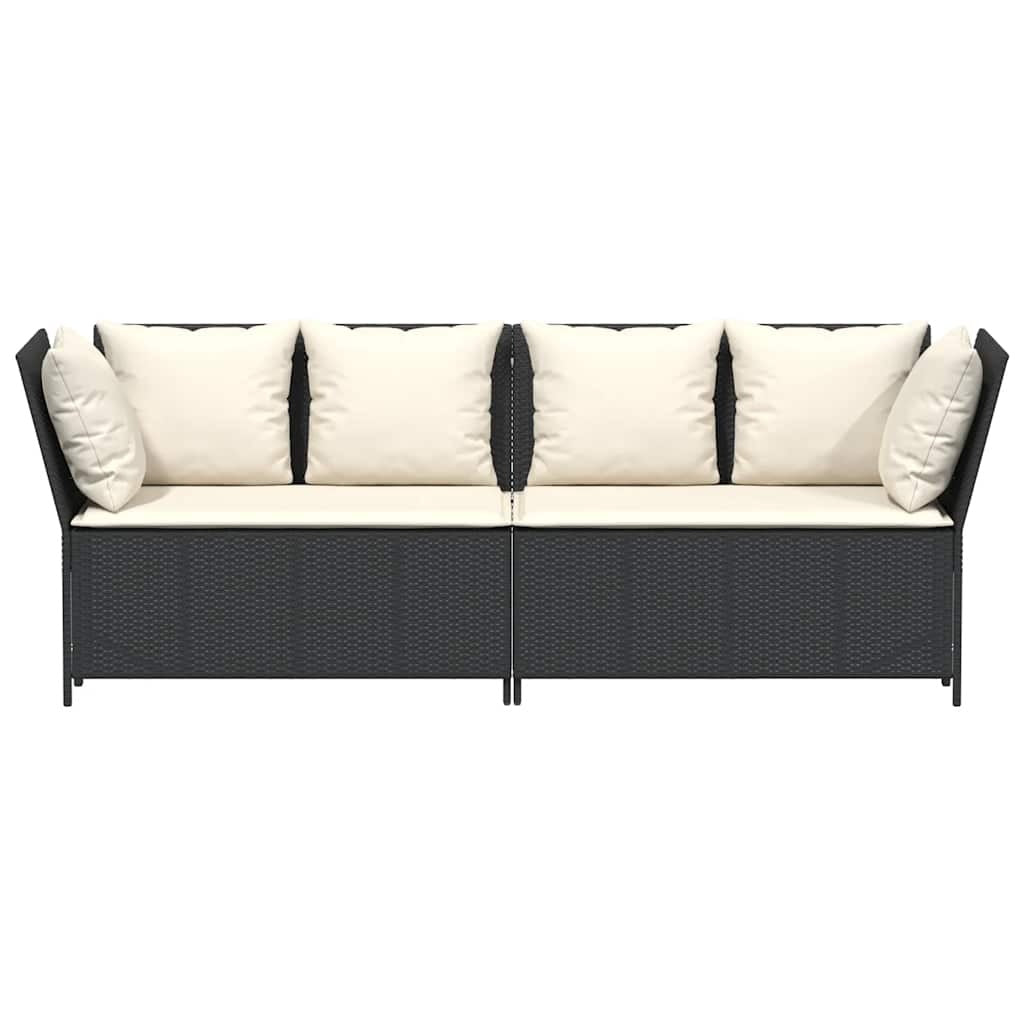 Garden Sofa Black PE Rattan Large Modular Garden Sofa