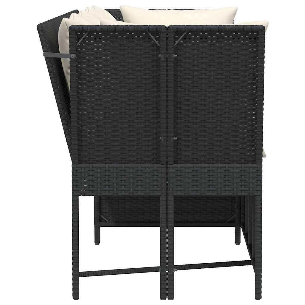 Garden Sofa Black PE Rattan Large Modular Garden Sofa