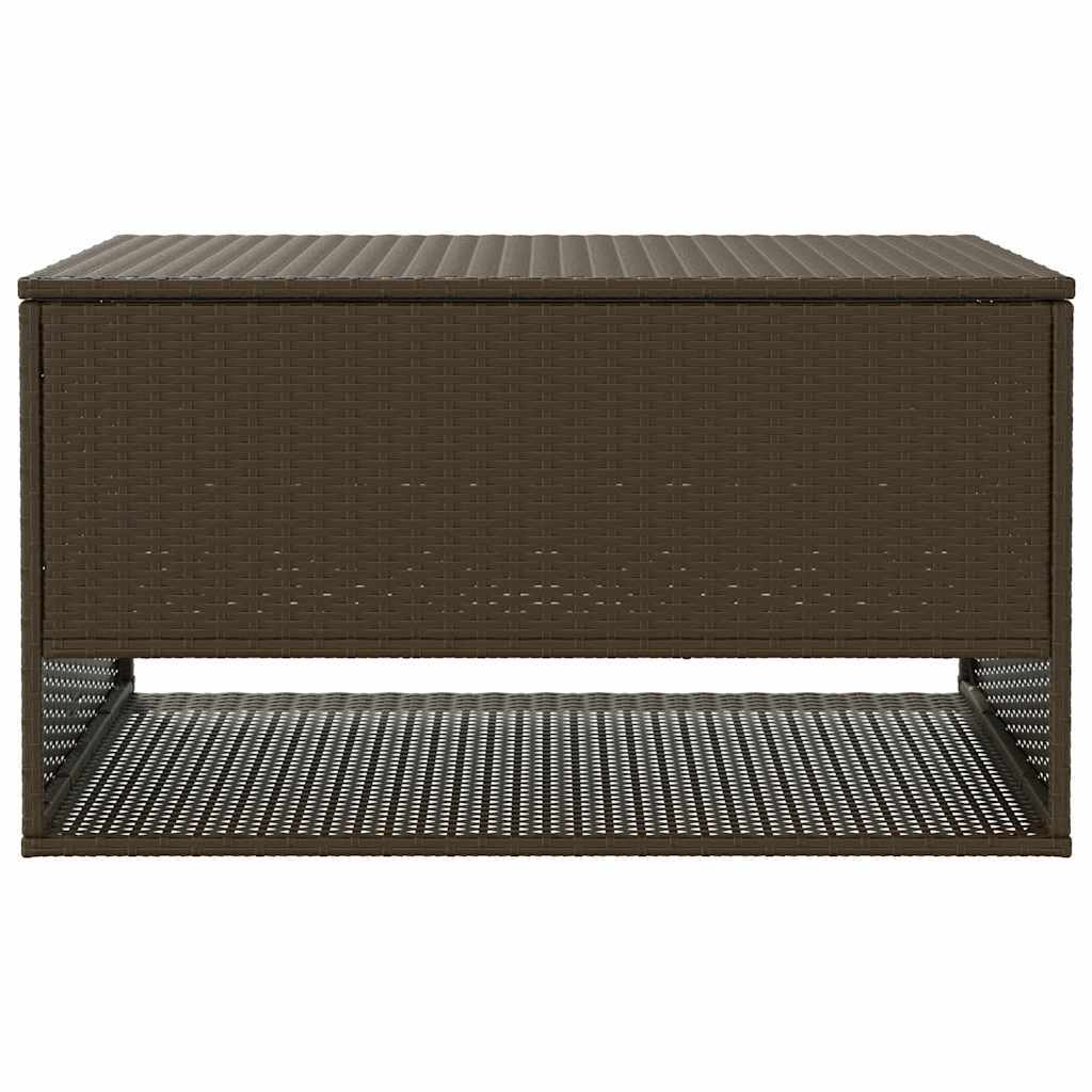 Cushion Box Brown PE Rattan, Powder-Coated Steel