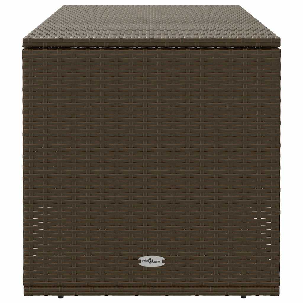 Cushion Box Brown PE Rattan, Powder-Coated Steel