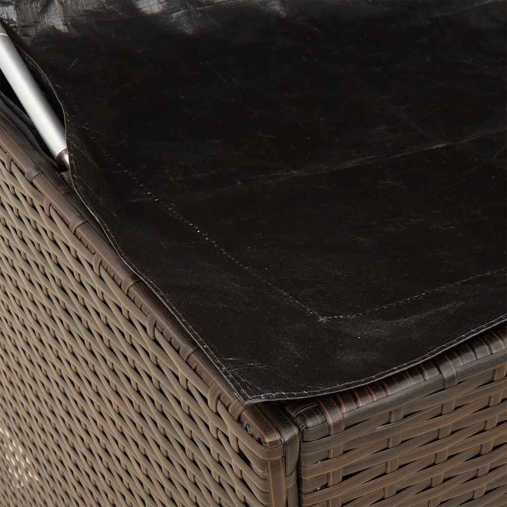 Cushion Box Brown PE Rattan, Powder-Coated Steel