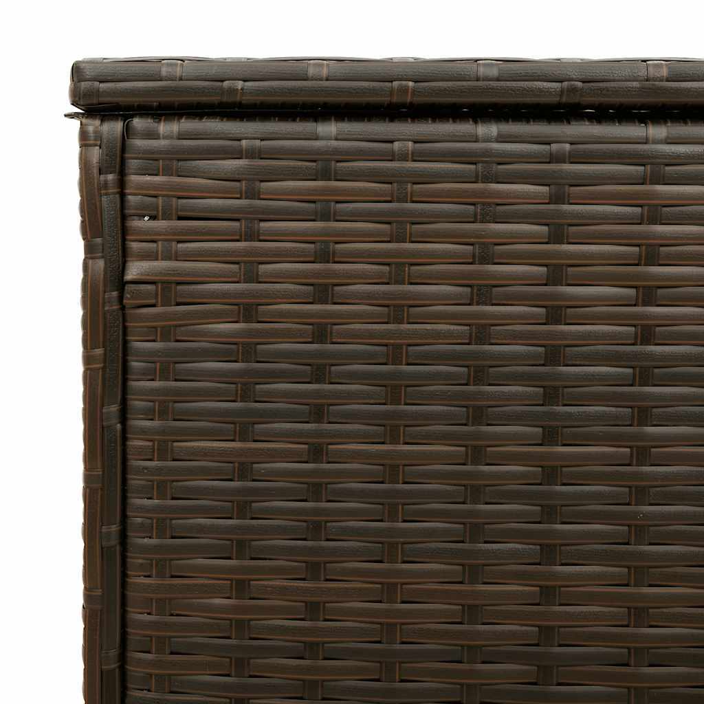 Cushion Box Brown PE Rattan, Powder-Coated Steel