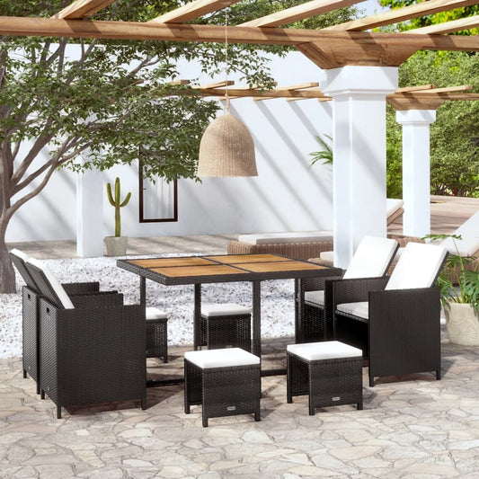 Outdoor Furniture Set Black PE Rattan Large Removable Covers
