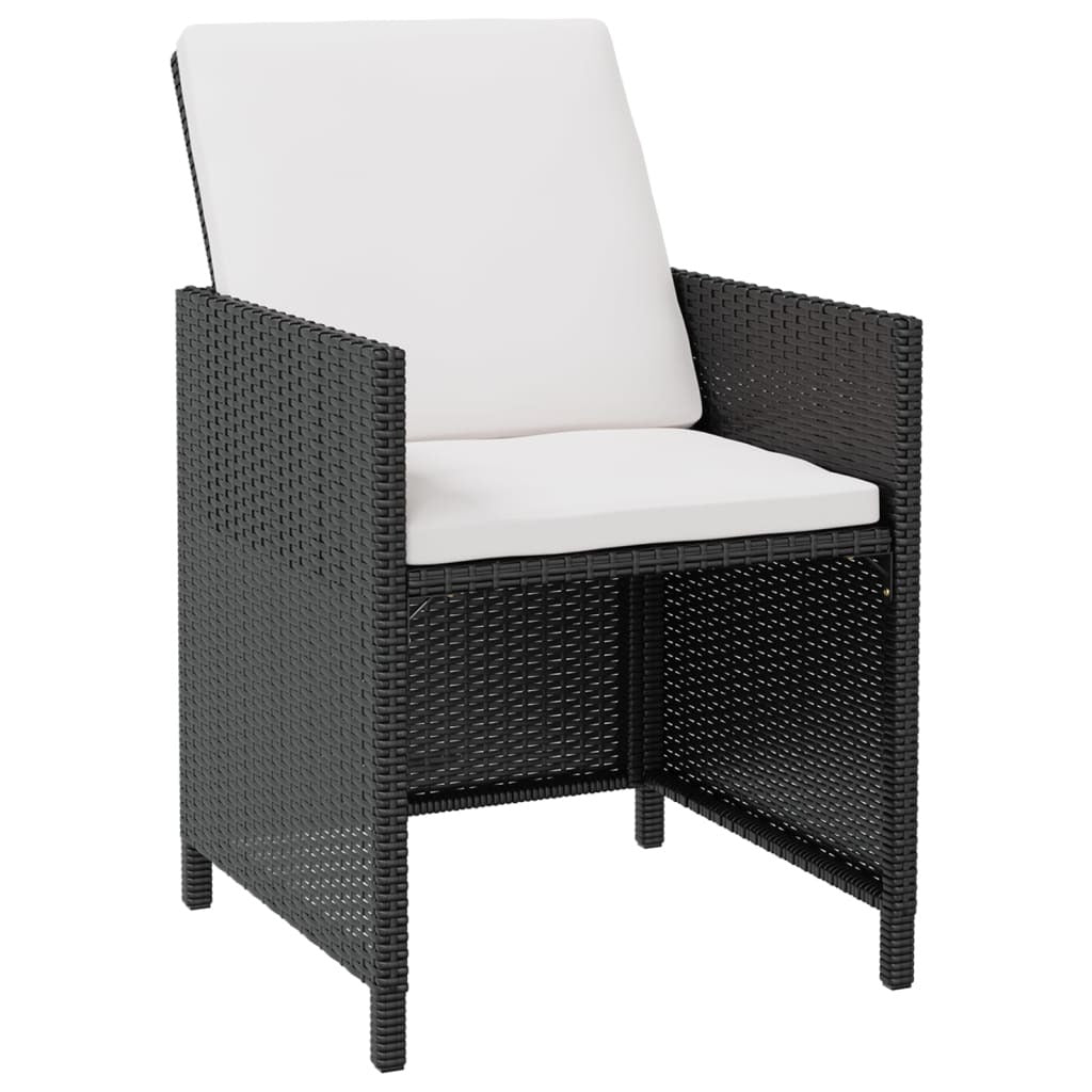 Outdoor Furniture Set Black PE Rattan Large Removable Covers