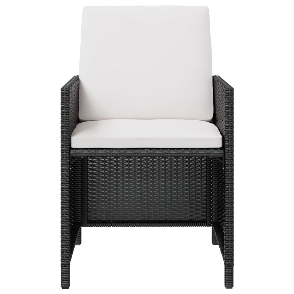 Outdoor Furniture Set Black PE Rattan Large Removable Covers