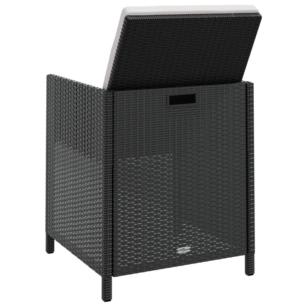 Outdoor Furniture Set Black PE Rattan Large Removable Covers
