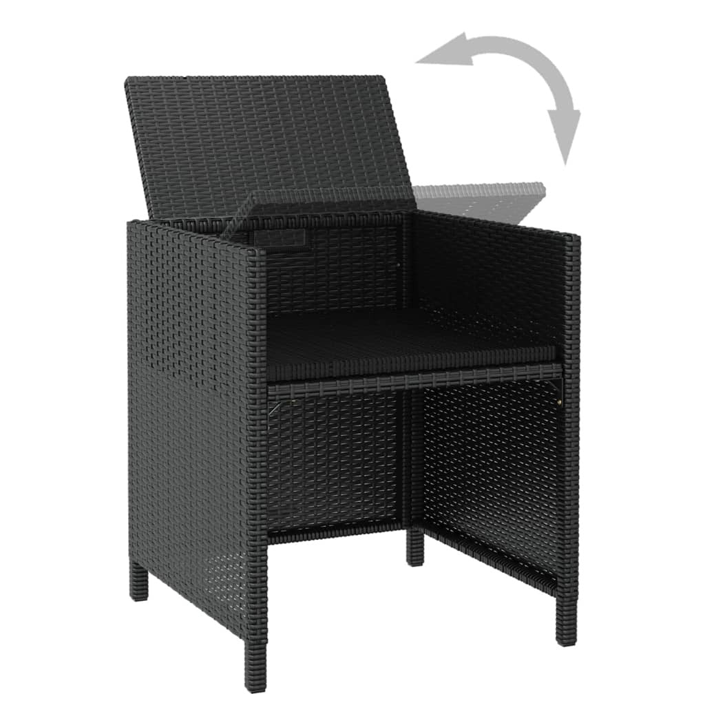 Outdoor Furniture Set Black PE Rattan Large Removable Covers
