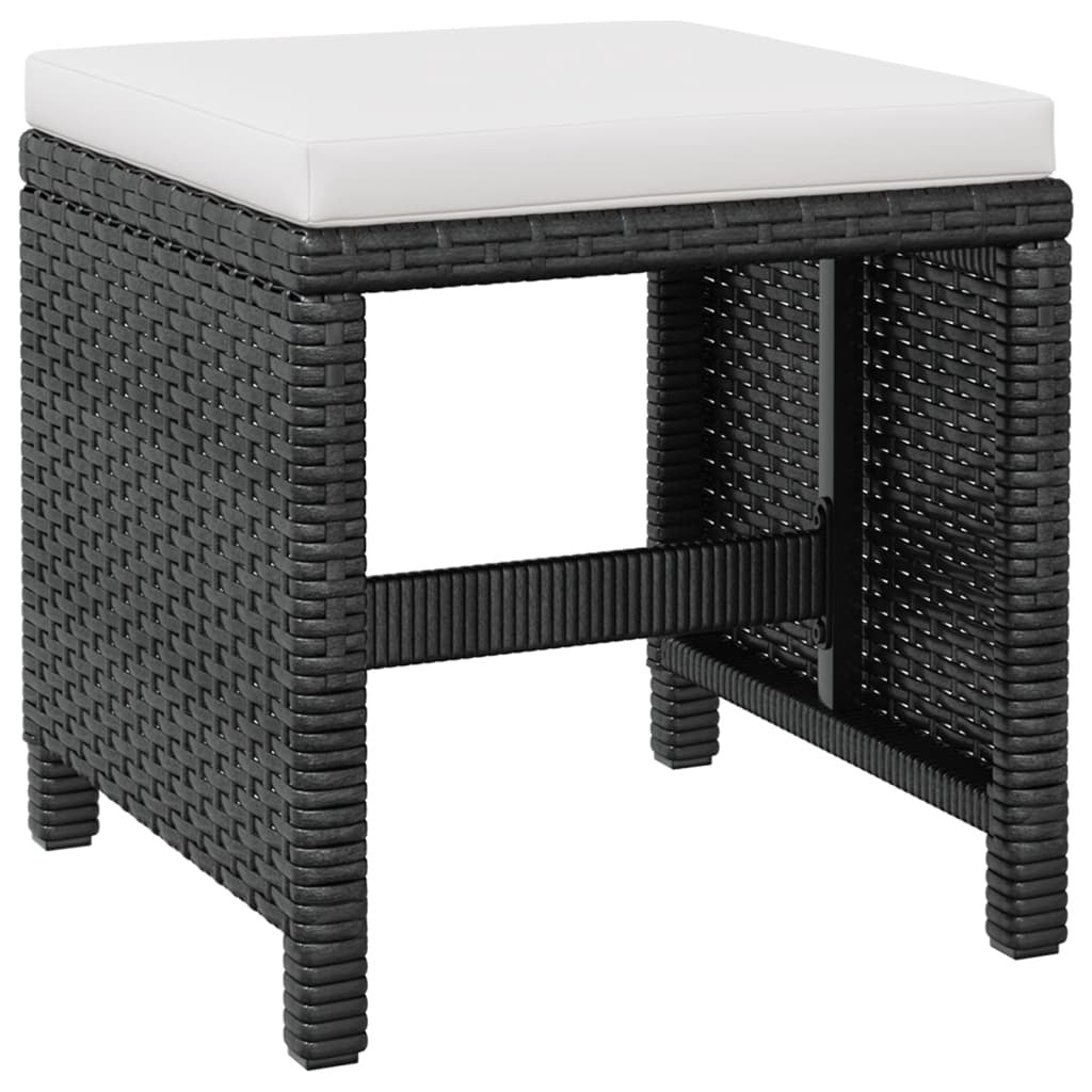 Outdoor Furniture Set Black PE Rattan Large Removable Covers