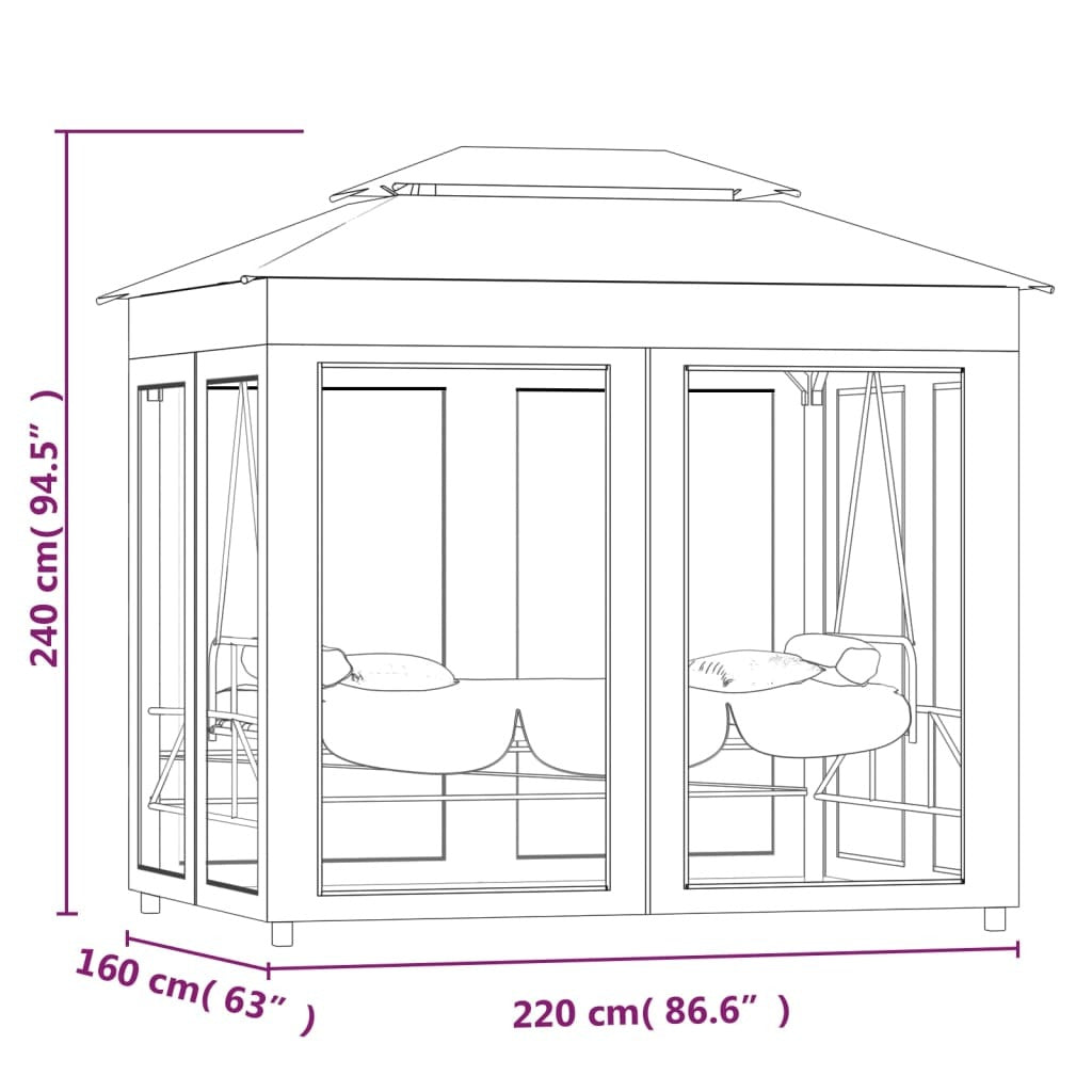 Garden Swing Chair Cream White Polyester and Powder-Coated Steel