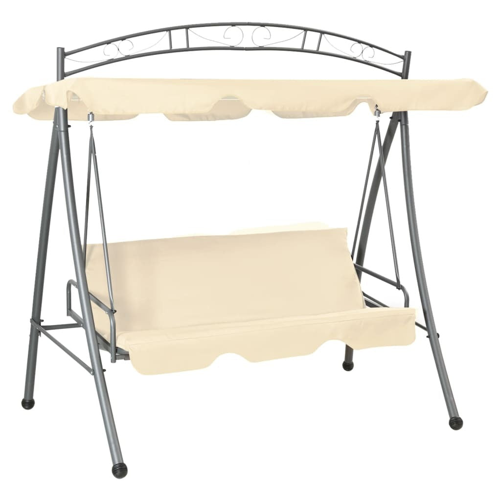 Garden Swing Seat Sand White Powder-Coated Steel Large