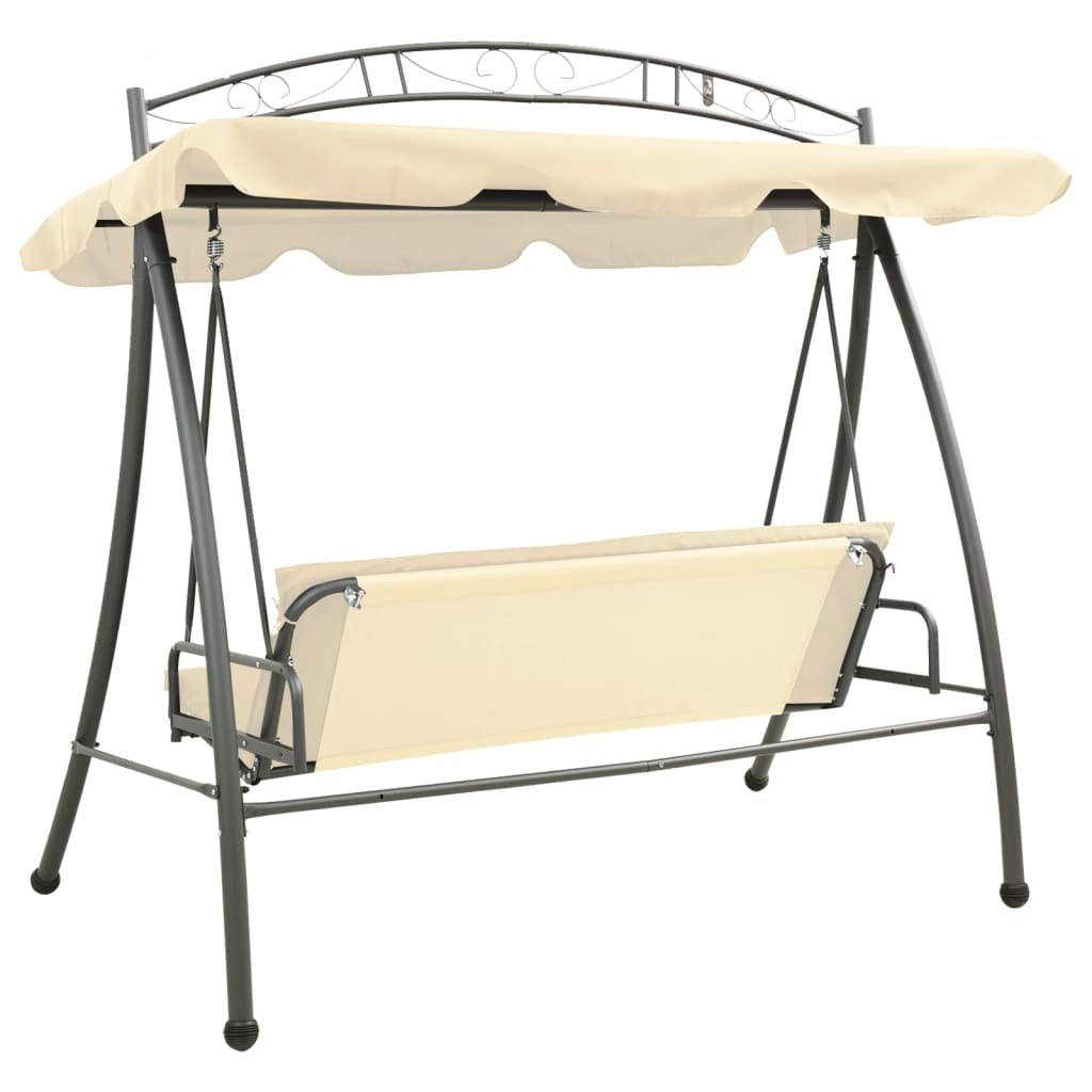 Garden Swing Seat Sand White Powder-Coated Steel Large