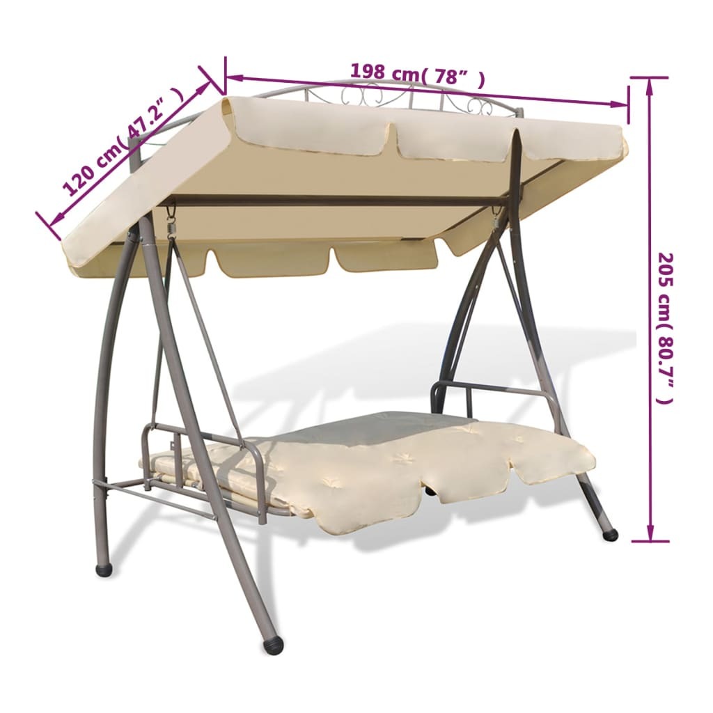 Garden Swing Seat Sand White Powder-Coated Steel Large