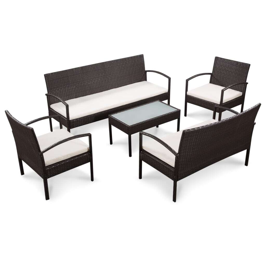 Rattan Sofa Set Brown