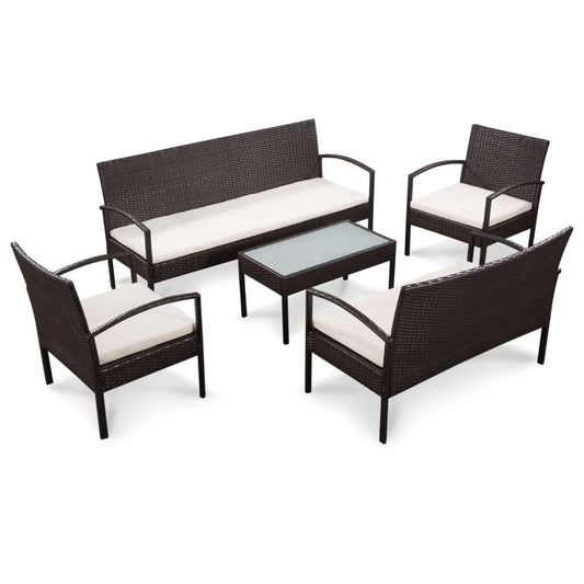 Rattan Sofa Set Brown
