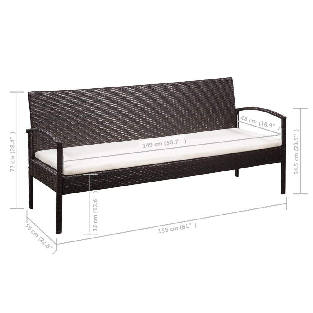 Rattan Sofa Set Brown