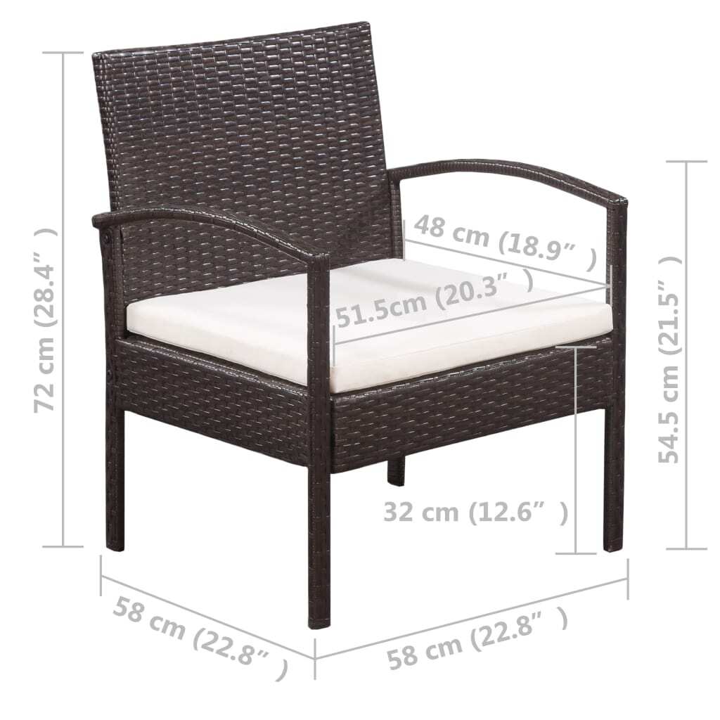 Rattan Sofa Set Brown