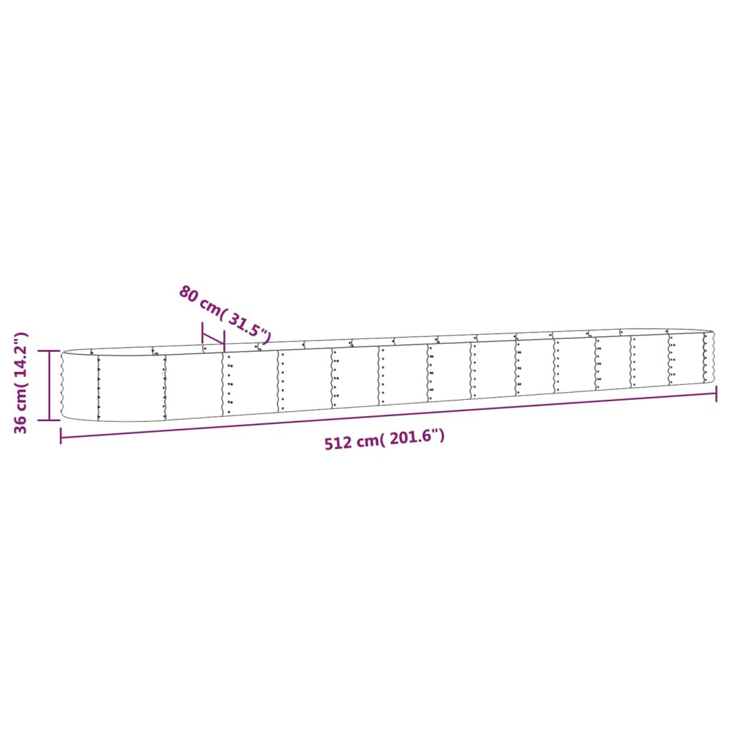 Garden Raised Bed Grey Powder-coated steel Large