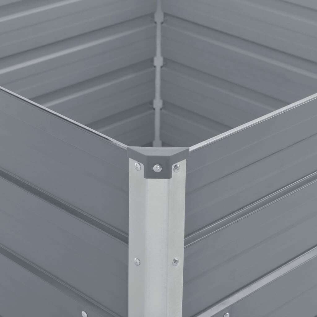 Raised Garden Bed Grey Galvanized Steel 39.4x39.4x17.7 in Durable