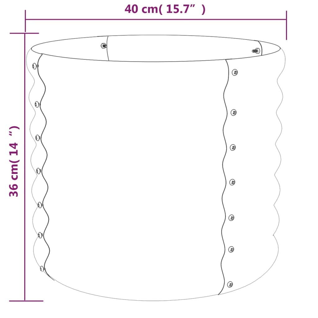 Garden Planter Grey Powder-Coated Steel Medium Durable