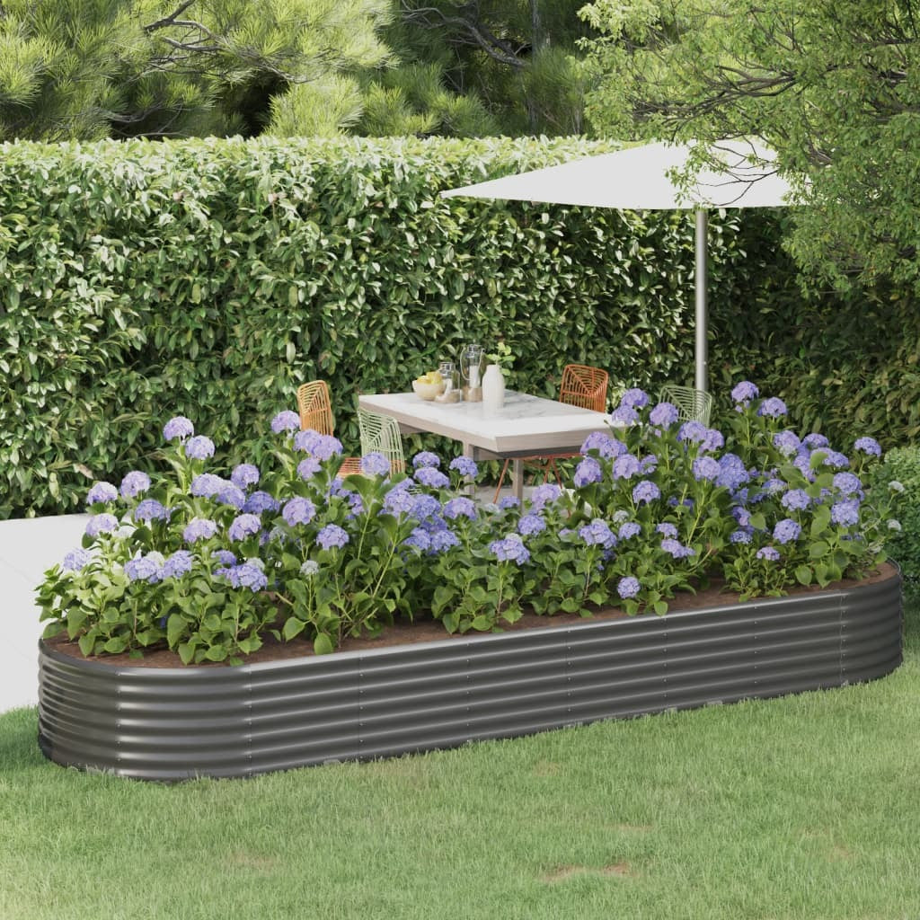Garden Raised Bed Grey Powder-coated steel 126.8 x 39.4 x 14.2 in