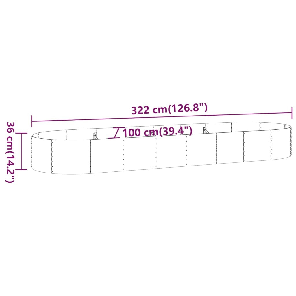 Garden Raised Bed Grey Powder-coated steel 126.8 x 39.4 x 14.2 in