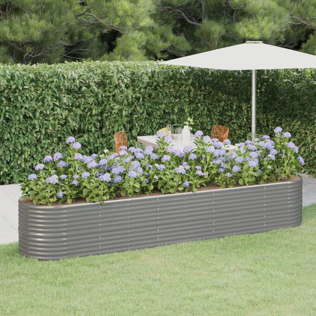 Garden Raised Bed Grey Powder-coated steel Large Durable